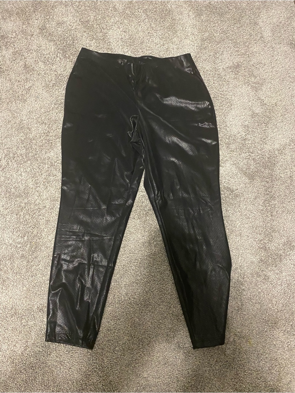 Ashley Stewart Black Faux Snake-Embossed Leggings